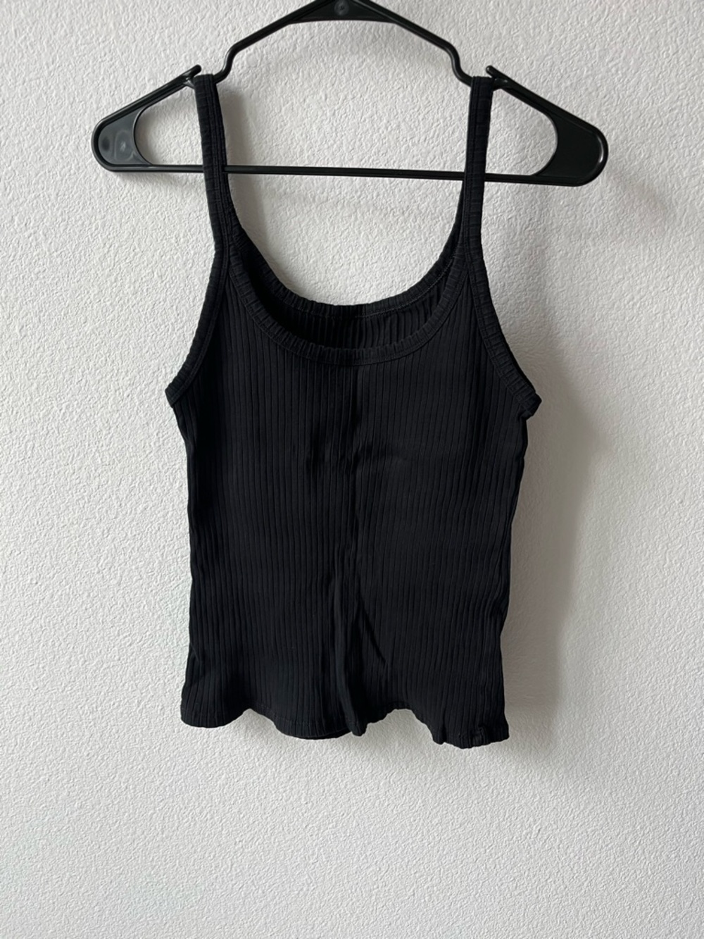 Reformation Black Ribbed Scoop Tank